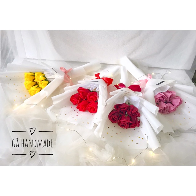Bó 5 bông hoa hồng sáp thơm loại 1, xinh xắn dùng làm quà tặng các dịp lễ đặc biệt/shop Gà Handmade Tp Vinh Nghệ An