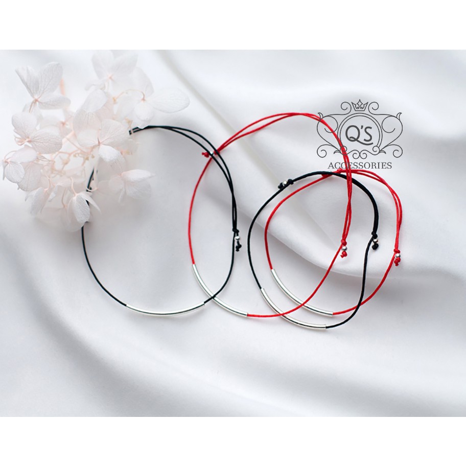 Vòng tay charm bạc ống lắc tay dây chỉ may mắn S925 GEOMETRIC Lucky Silver Bracelet QA SILVER