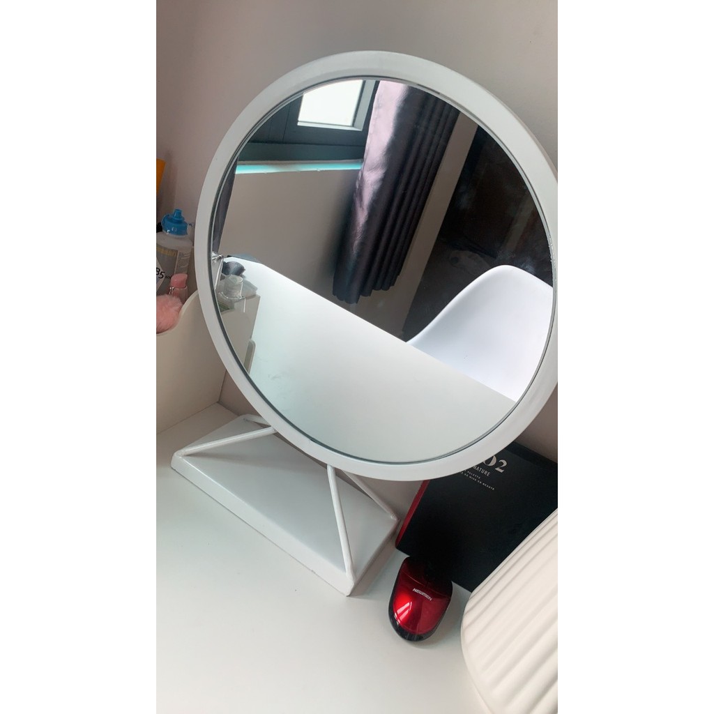 Gương để bàn trang điểm kiểu Hàn Quốc mới RIBO HOUSE Khung kim loại cao cấp chân vát size Lớn D50 RIBO44