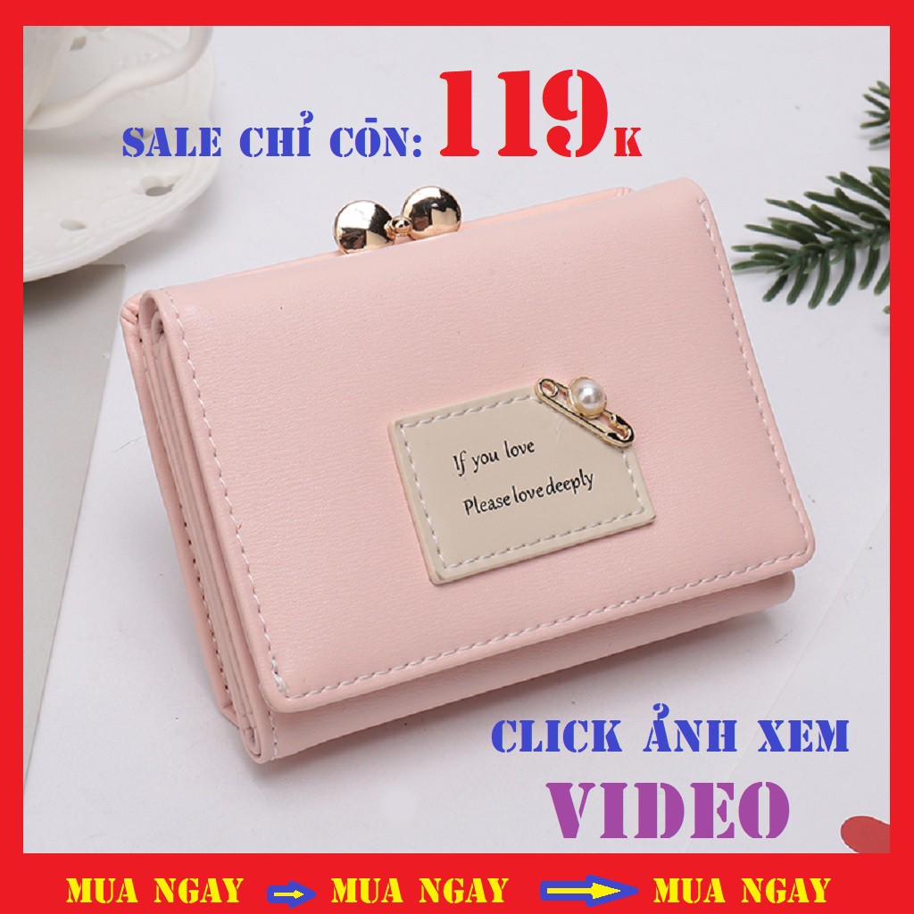 Ví Nữ Mini Đẹp - Ví Cầm Tay Nữ Đựng Tiền IF YOU LOVE Gấp 3 Nhỏ Gọn Xinh Xắn. Bóp Da PU Mềm Mại Nhiều Ngăn Nữ Tính GC305