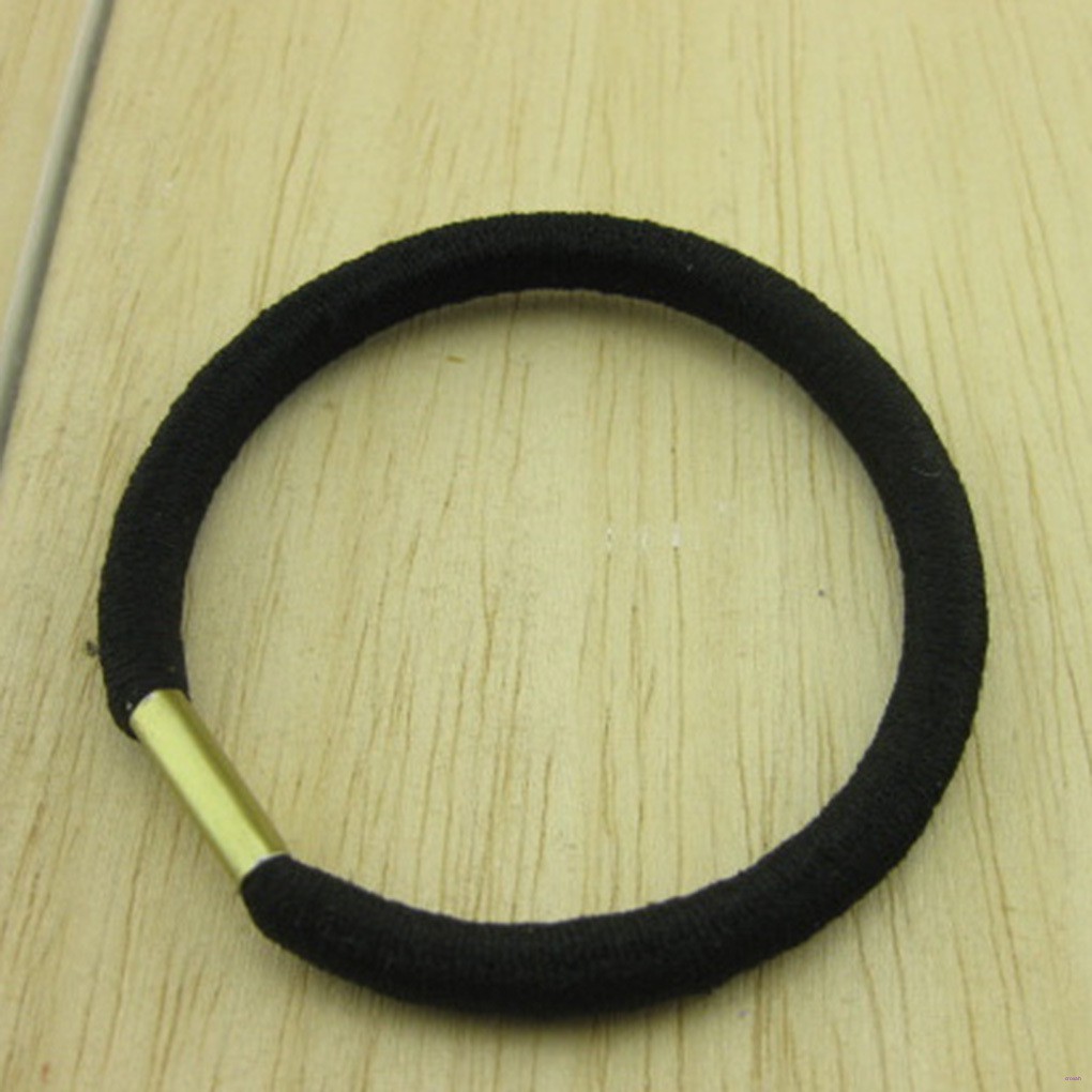 (Hàng Mới Về) Set 10 Dây Cột Tóc Co Giãn Màu Đen Cho Nữ