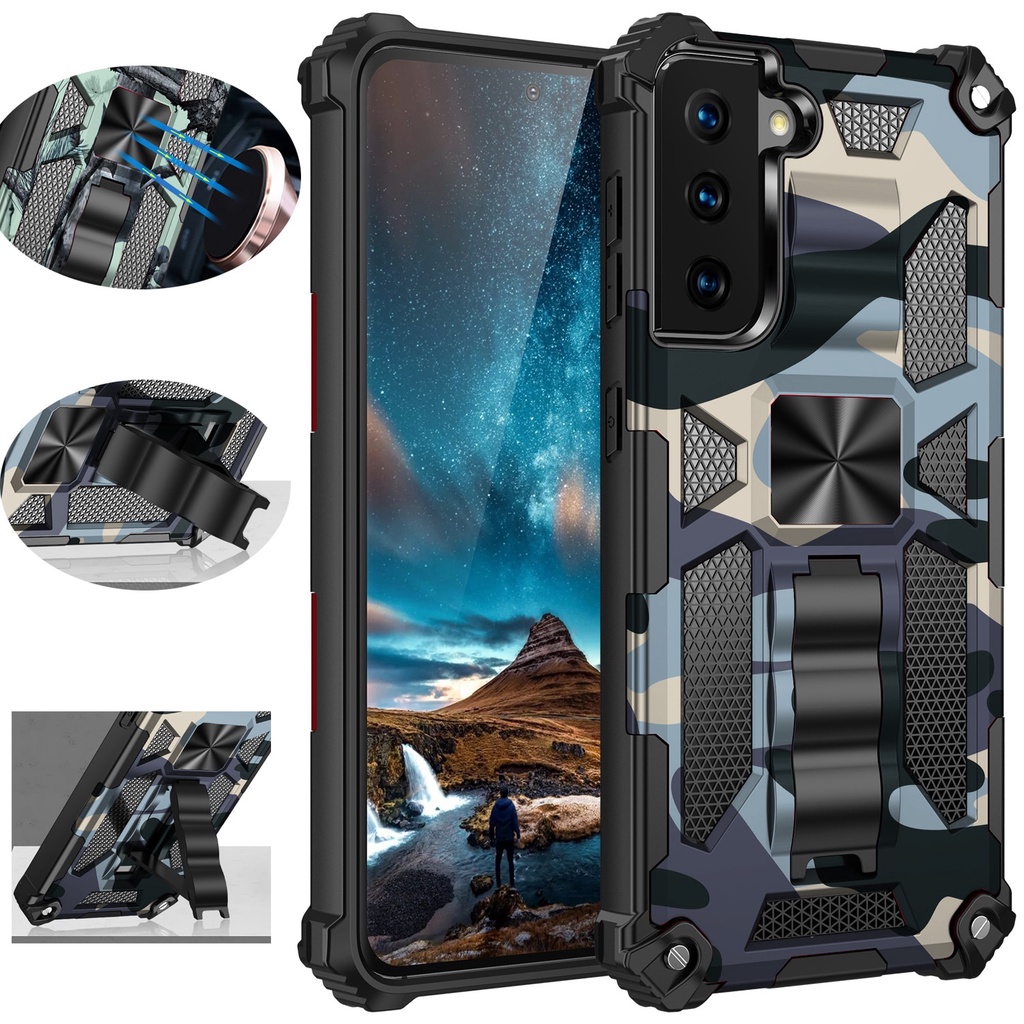 Ốp Điện Thoại Chống Sốc Kèm Móc Xỏ Ngón Nam Châm Họa Tiết Rằn Ri Cho OPPO A16 A16S A17 A17K A54 A55 A74