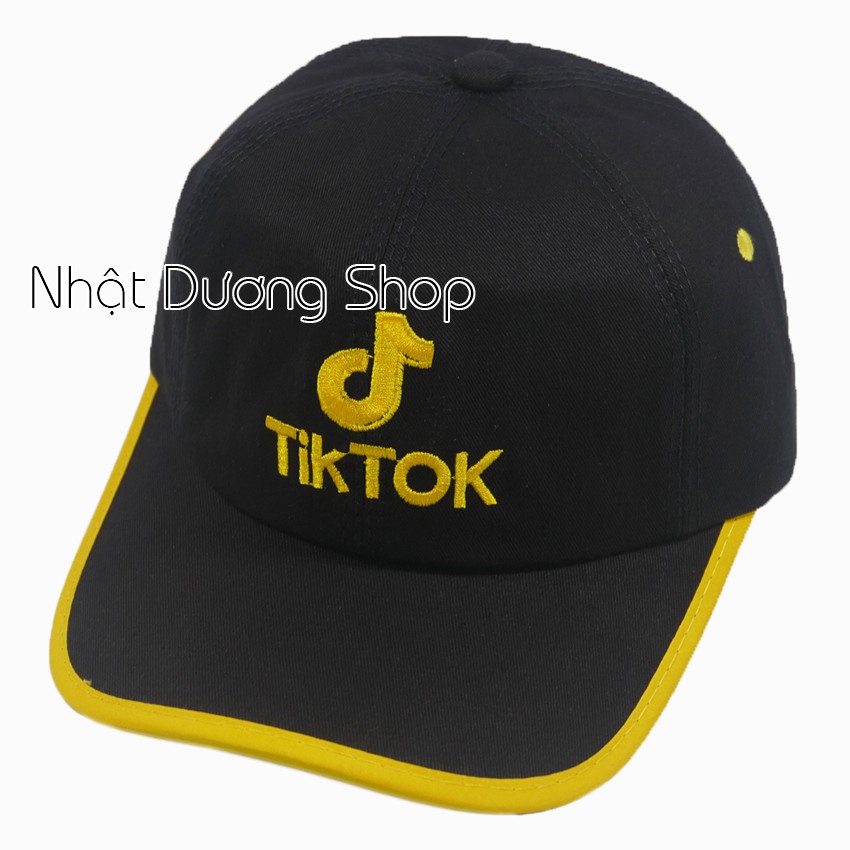 Nón kết Tik Tok viền vàng - Đen vải kaki được oách mềm thích hợp cho cả nam và nữ