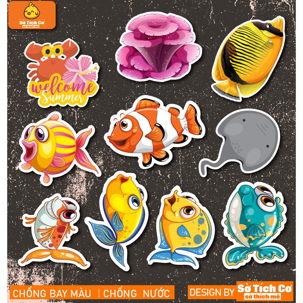 Động Vật Biển dán điện thoại, laptop, mũ bảo hiểm, guitar, vali MSP: A15