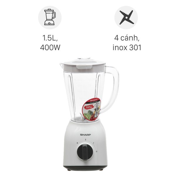 Máy Xay Sinh Tố Sharp EM-S154PV-WH - Hàng Chính Hãng
