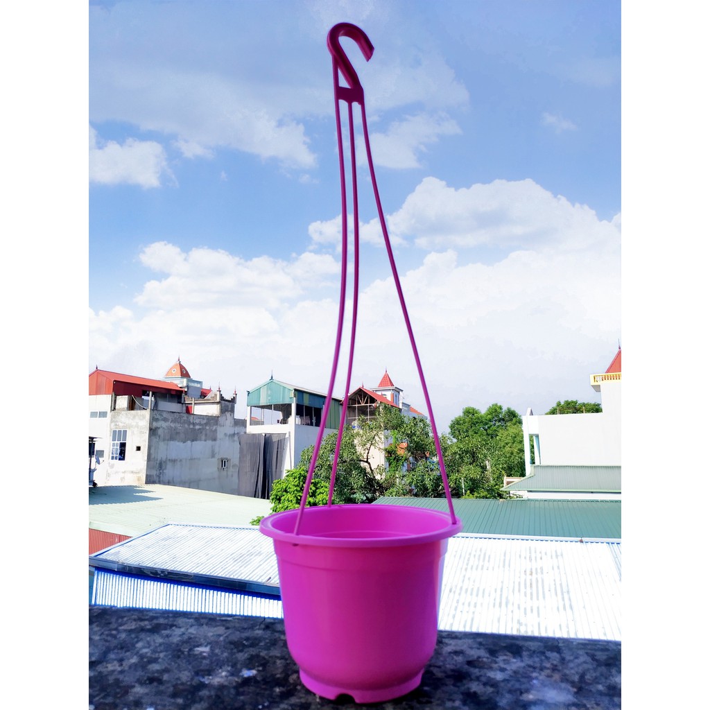 Chậu nhựa treo trồng cây hoa- 10 chậu, chậu nhựa treo TRÒN hàng đẹp đủ màu sắc