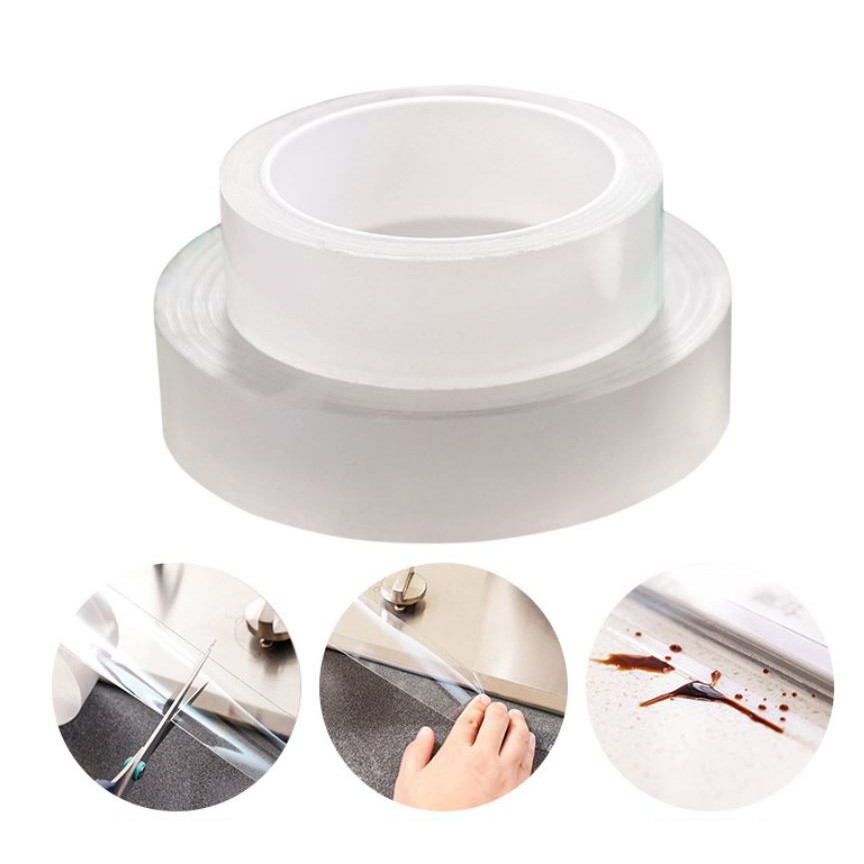 Băng dính trong suốt dán khe hở bếp, bồn rửa bát (dày 1mm, rộng 3cm, dài 1m)