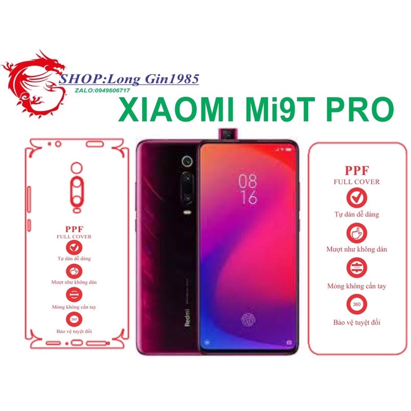 Xiaomi Mi 9T Pro miếng dán trong Ppf mặt sau và mặt trước chống va đập chống trầy xước