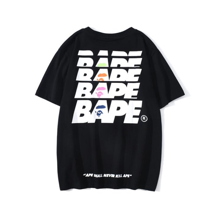 Áo thun cotton tay ngắn in hình chủ đề bape thời trang
