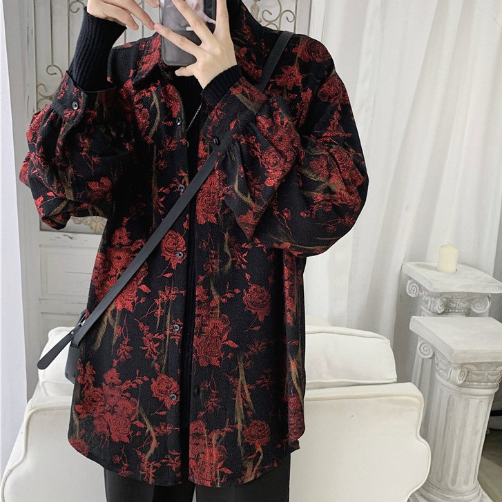 Áo sơ mi tay dài nam họa tiết Retro thời trang cá tính dành cho  Hàn Quốc Simple Fashion áo sơ mi nam dài tay lụa bông bigsize áo nam đẹp