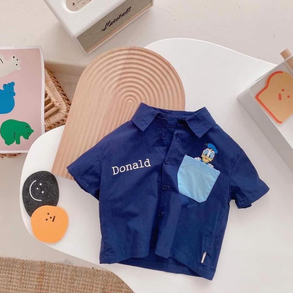 Áo sơ mi đũi cho bé trai phong cách Hàn Quốc size 9-23kg Hongvibaby