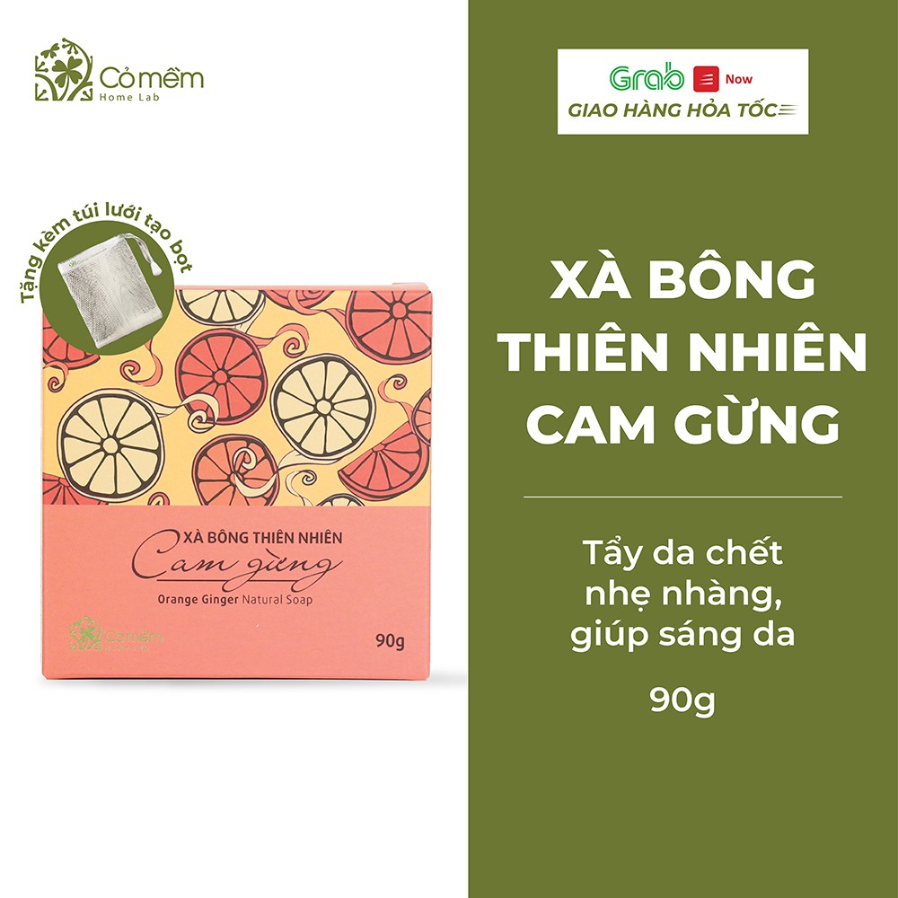 Xà Bông Tắm Thiên Nhiên Cam Gừng An Toàn Sáng Da Cỏ Mềm 90g