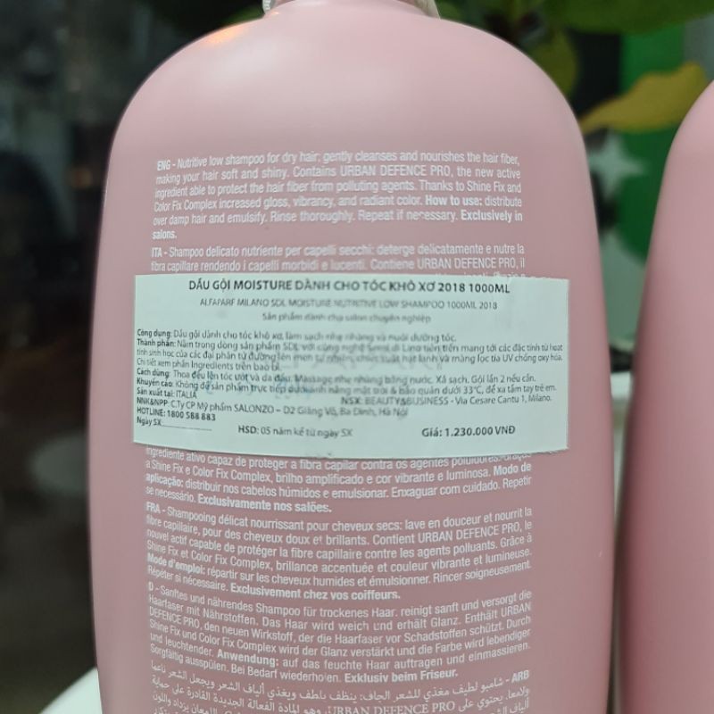 DẦU GỘI VÀ KEM XẢ KHÔ ALFAPARF MILANO DÀNH CHO TÓC KHÔ XƠ MOISTURE 2018 1000ML*2