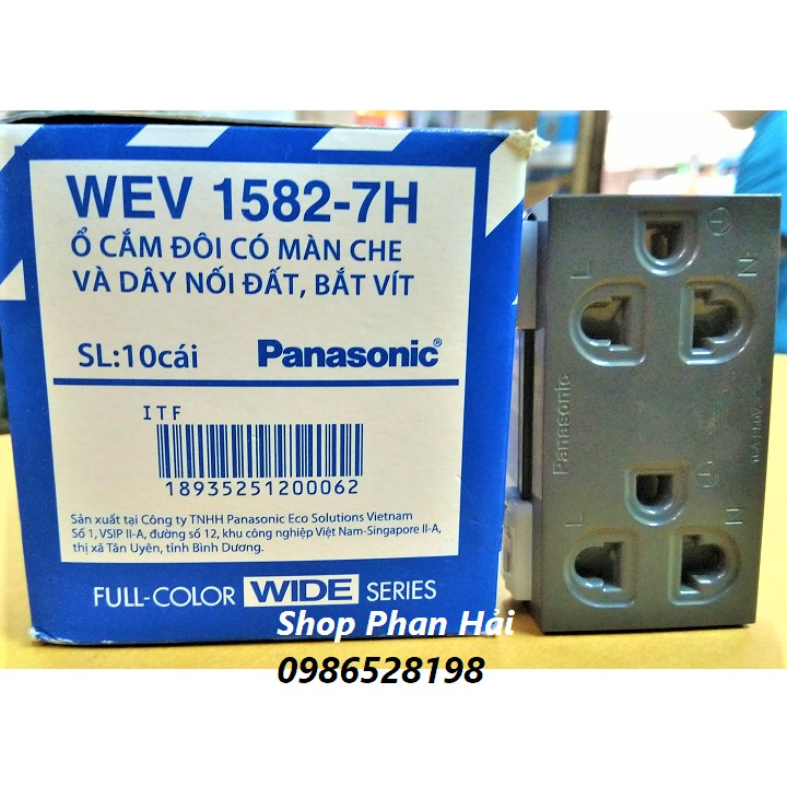 Ổ cắm đôi 3 chấu màu đen Panasonic chính hãng