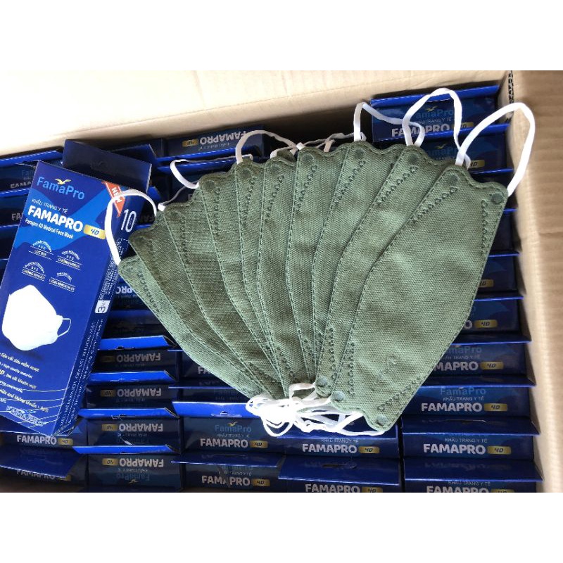 Thùng khẩu trang 4D Famapro 500c, 50 hộp Khẩu trang chính hãng Famapro 3 lớp kháng khuẩn