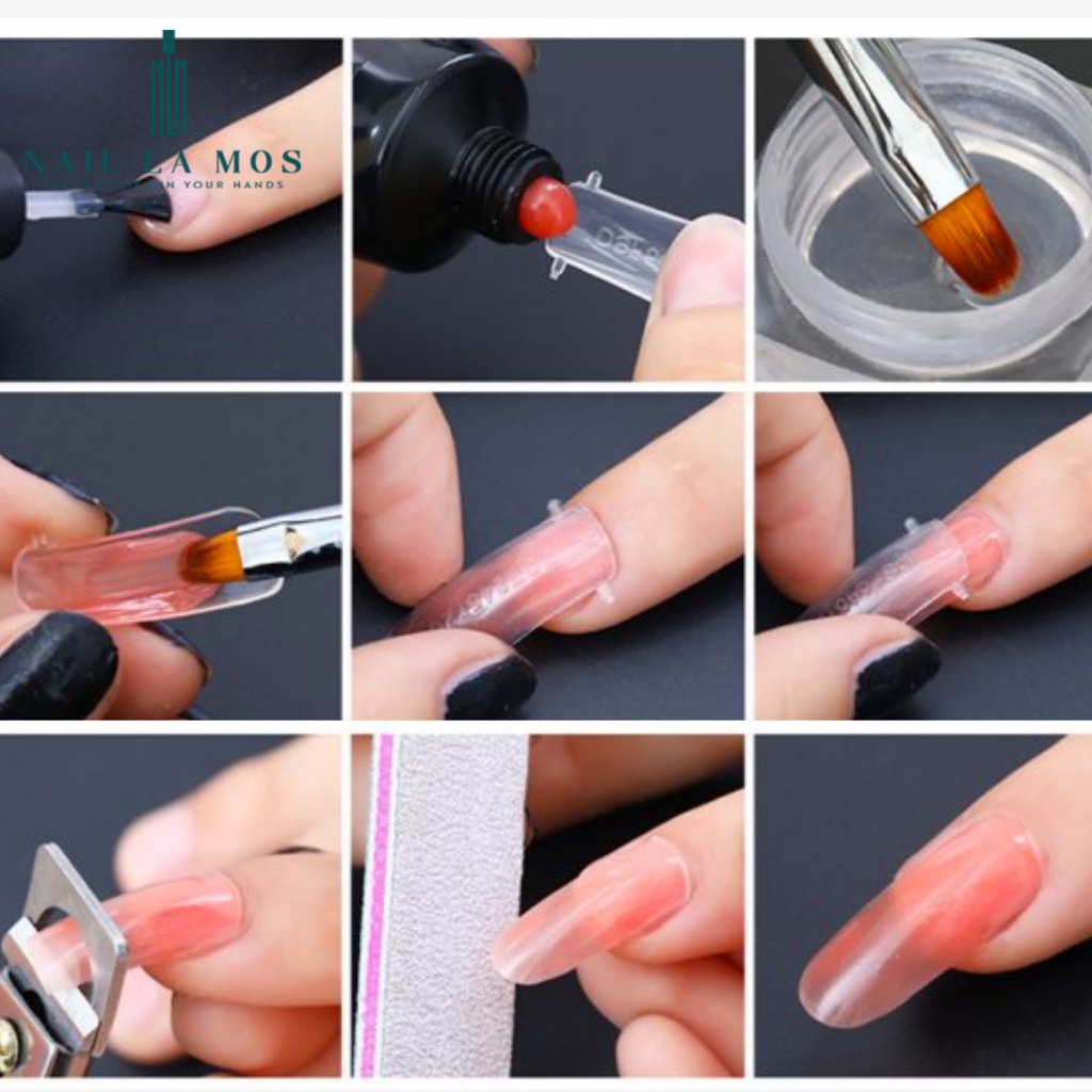 Móng úp gel gôm định hình phom móng - Hộp 100 móng phom chuẩn loại chia vạch có tai dễ sử dụng