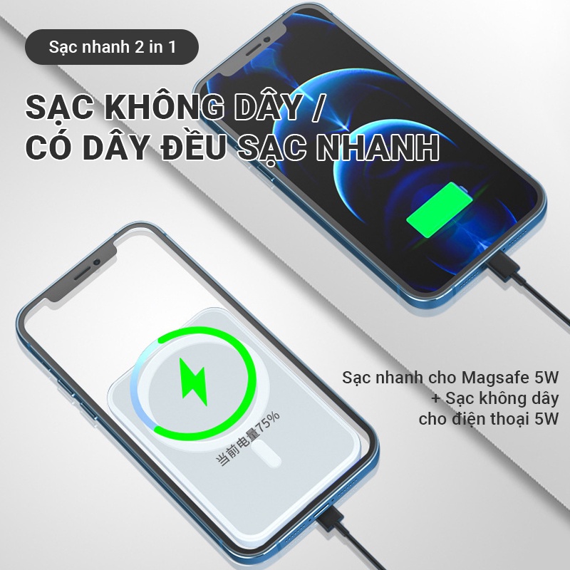 Sạc dự phòng không dây 5000mAh nhỏ gọn tiện lợi CX02