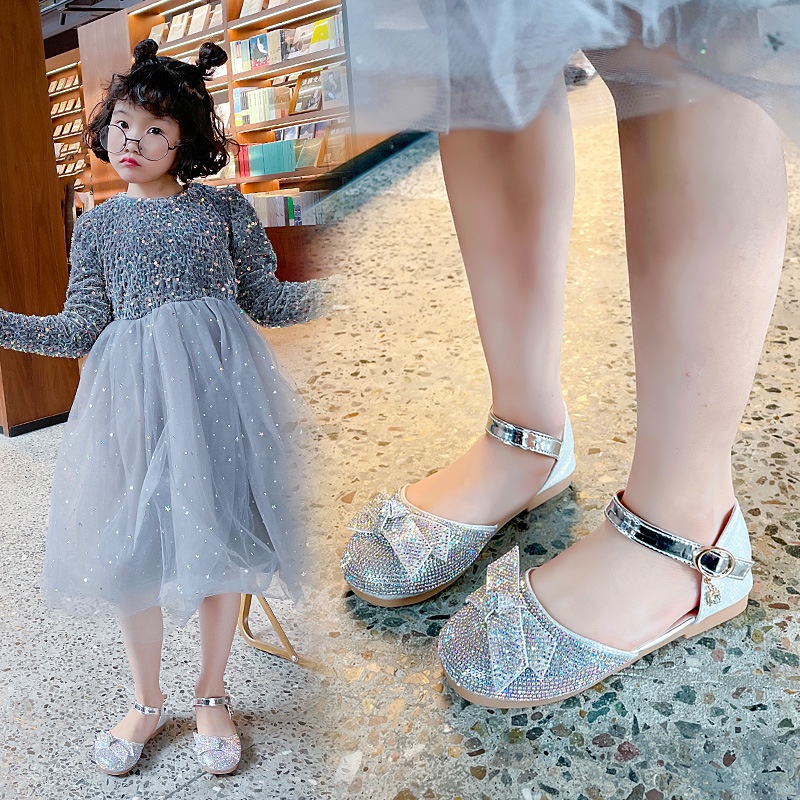 Giày búp bê sandal nơ Óng Ánh 2023 mã JN6871 Quảng Châu cao cấp cho bé gái từ 1 đến 12 tuổi