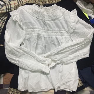 Áo zara trăng vao ao dai ren