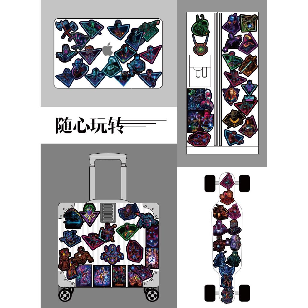 Set 100 decal chủ đề siêu anh hùng Marvel phản quang