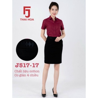 CÓ SẴN.Áo sơ mi nữ Thái Hòa đỏ đô mã 047.