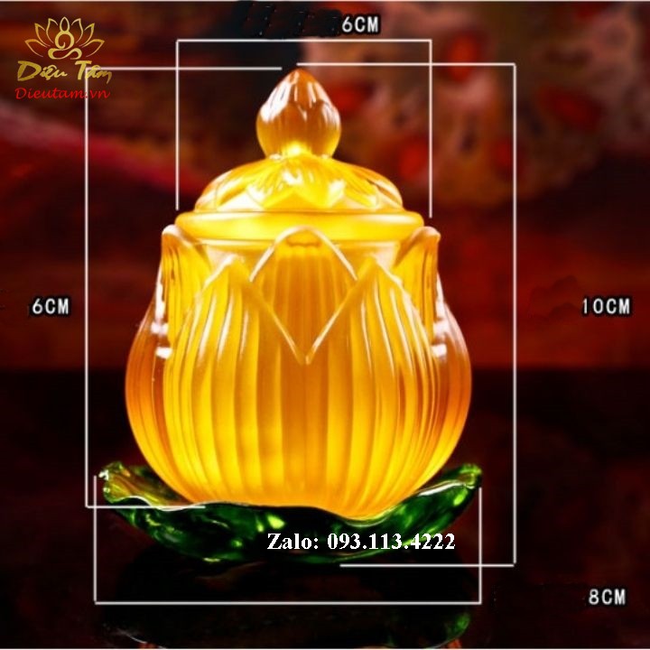 Ly nước cúng - Cốc đựng nước thờ cúng hình hoa sen lưu ly