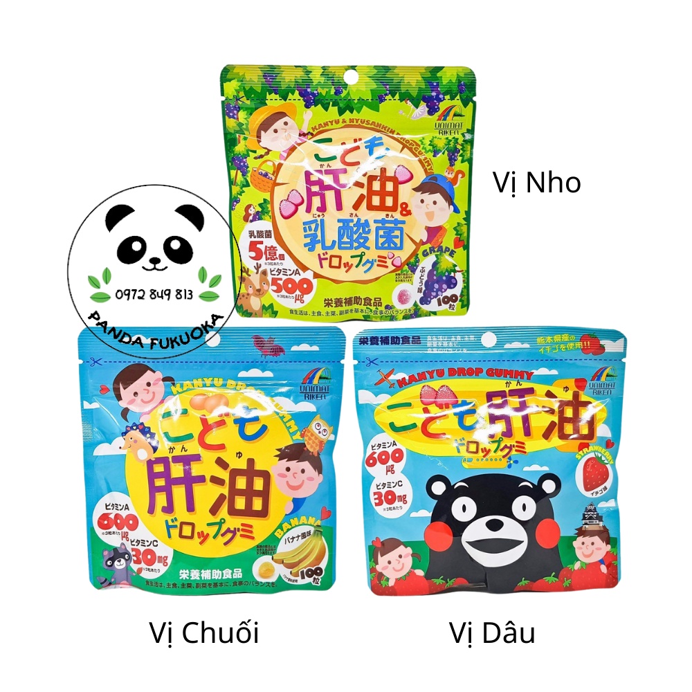 Viên Nhai Dầu Gan Cá Unimat Riken Bổ Sung Vitamin A, C 100 Viên Cho Bé Từ 3 Tuổi  Kẹo Ngậm Bổ Sung Vitamin Nhật