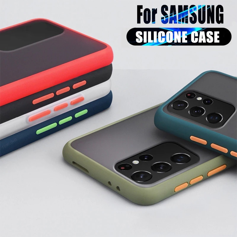 Ốp điện thoại cứng mặt nhám trong suốt chống sốc dành cho Samsung Galaxy ss S21 Plus Note 20 Ultra S20 FE 5G 4G 2022