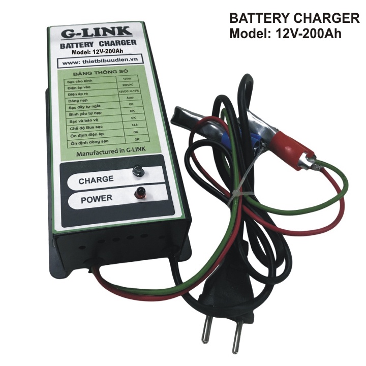 Sạc bình ắc quy ô tô 12V G-LINK 12V-200Ah, tự ngắt khi đầy , bảo dưỡng phục hồi ắc quy bằng khử sunfat