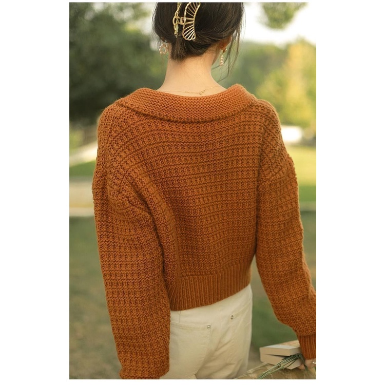 Áo Khoác Cardigan Dệt Kim Dáng Ôm Phong Cách Thời Trang Vintage Dành Cho Nữ