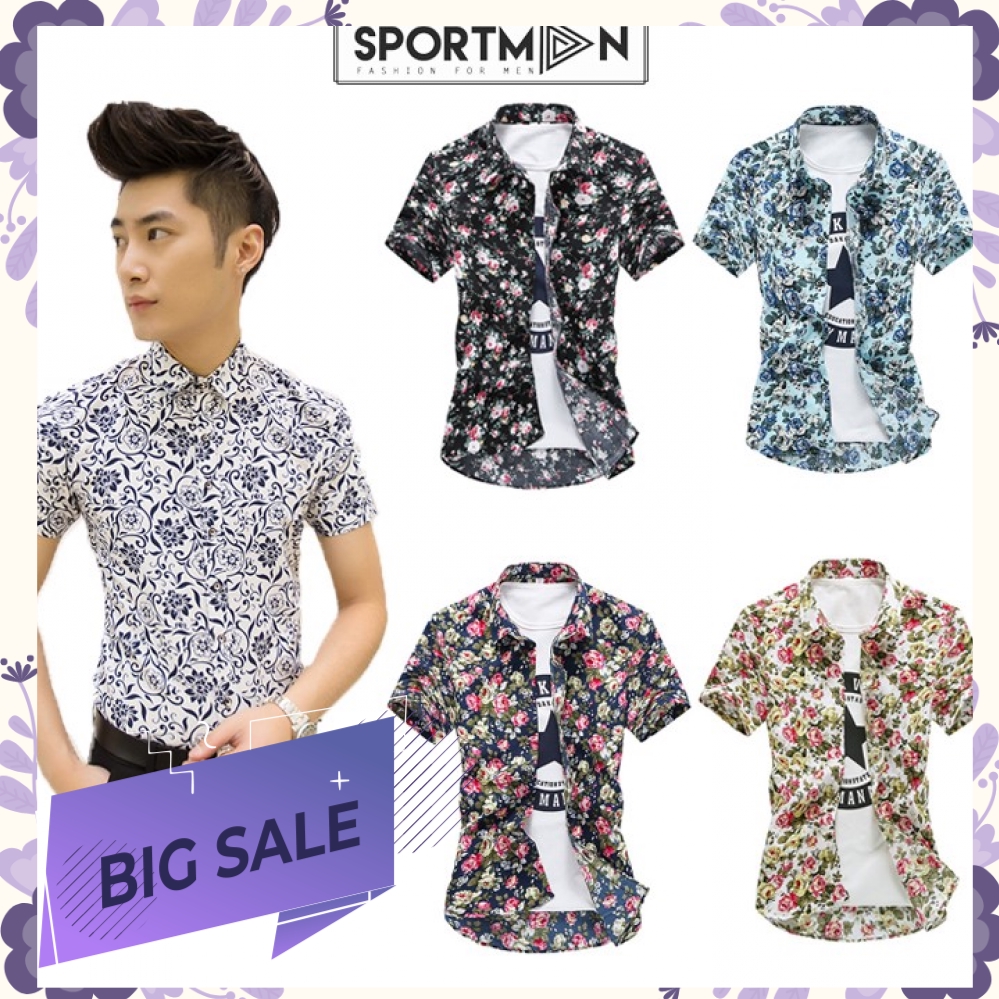Sơ mi nam hoa ngắn tay - SM74