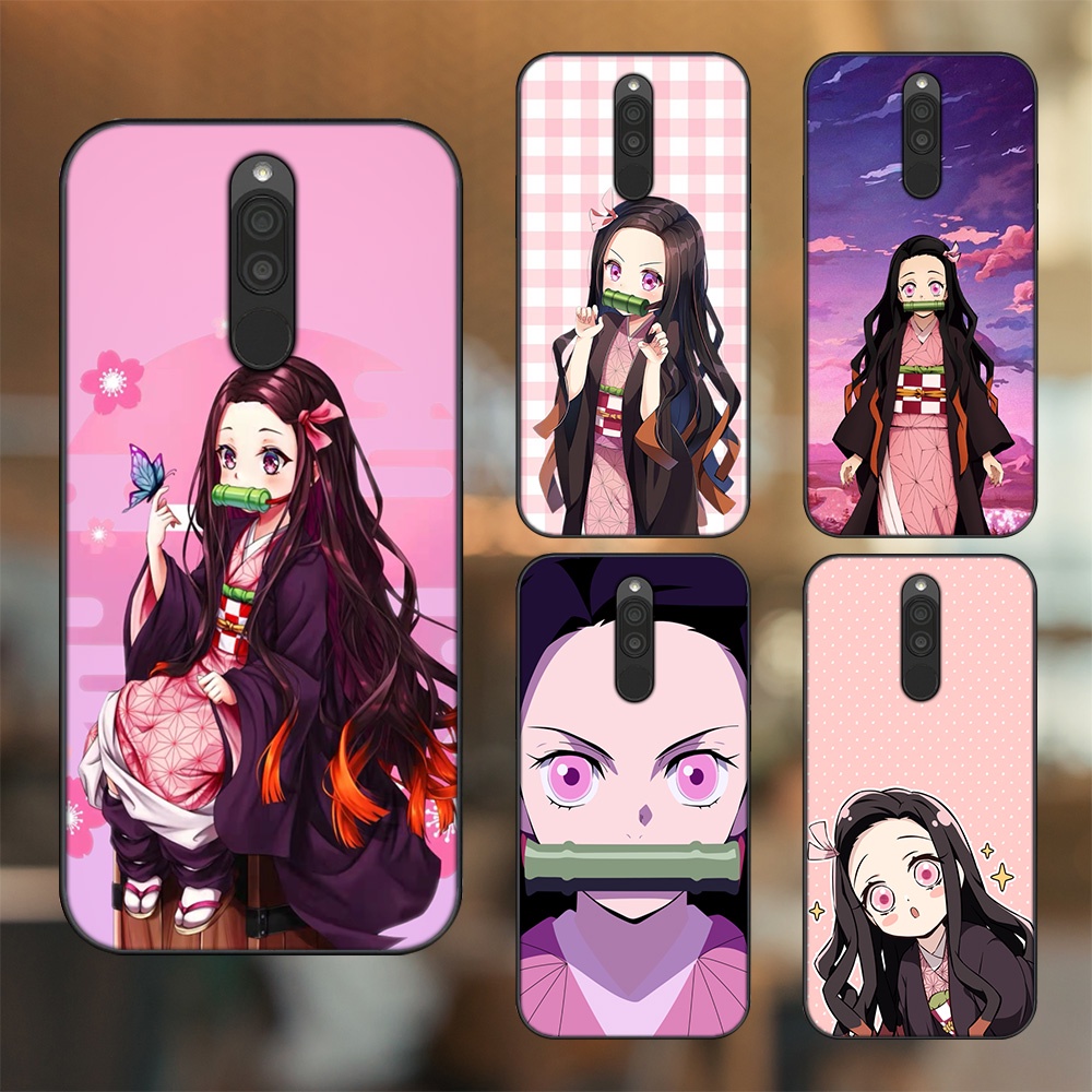 Ốp lưng Xiaomi Redmi 8 viền đen in hình Nezuko Kimetsu no Yaiba