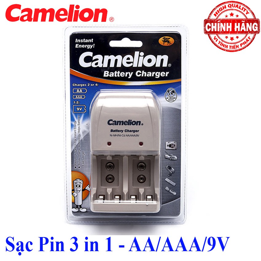 Bộ sạc Pin đa năng 3 in 1 cho Pin AA / AAA / 9V Camelion BC-0904SM - 2A / 3A /9V