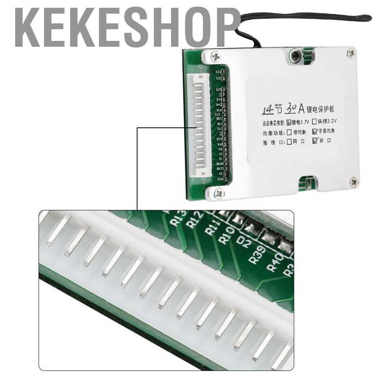 Kekeshop Li-ion Lithium Battery 14 Series 30A Charger BMS PCB 3.7V Cells Protection Board