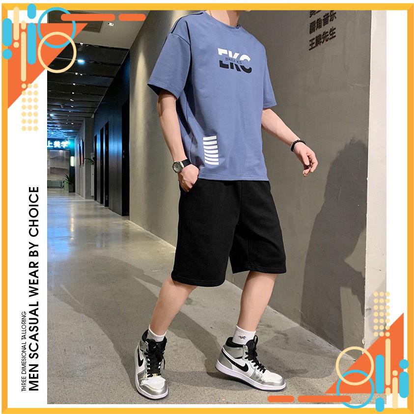 Quần áo hè nam cotton, áo thun cộc tay, áo phông quần đùi thoáng mát, chất liệu cotton mát mẻ, bền vải đẹp màu đen xanh | BigBuy360 - bigbuy360.vn