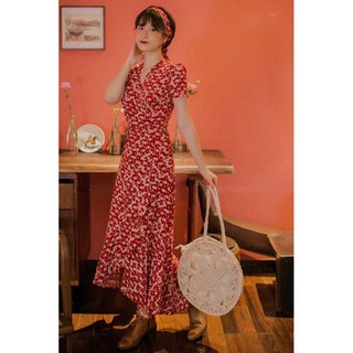 váy đầm maxi hoa nhí dáng đuôi cá đi biển