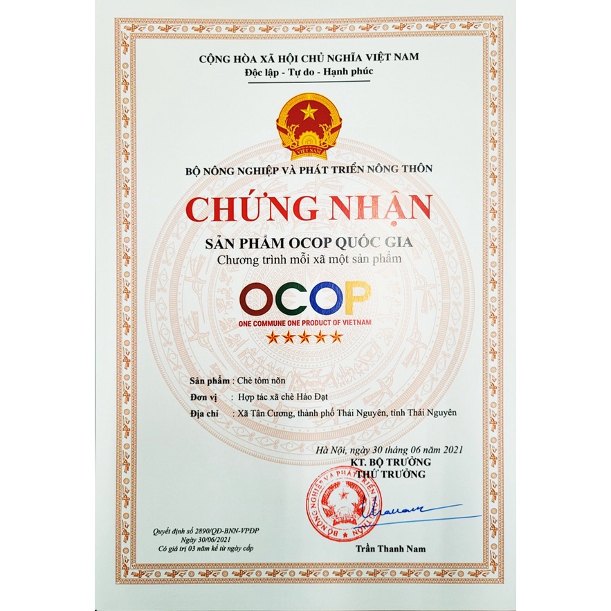 Hộp Chè Tôm Nõn 200gram Hảo Đạt - Hợp Tác Xã Chè Hảo Đạt - Chè Tân Cương Thái Nguyên