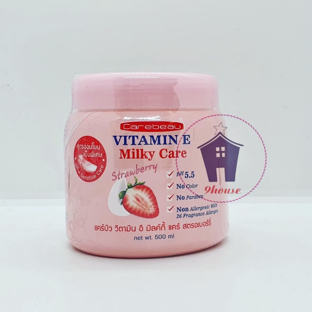 01 Hủ Kem Dưỡng Ẩm Phục Hồi Da Vitamin E Carebeau Milky Care Thái Lan 500ml