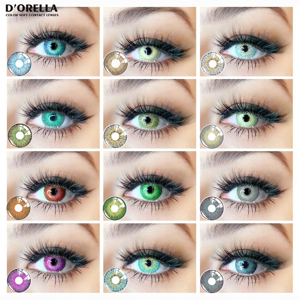 Dorella (Hàng mới về) 1 cặp (2 cặp) Tròng kính mềm thời trang dành cho mắt Kính áp tròng có màu Tròng kính màu tự nhiên Kính mắt màu quý phái Yealy Ues