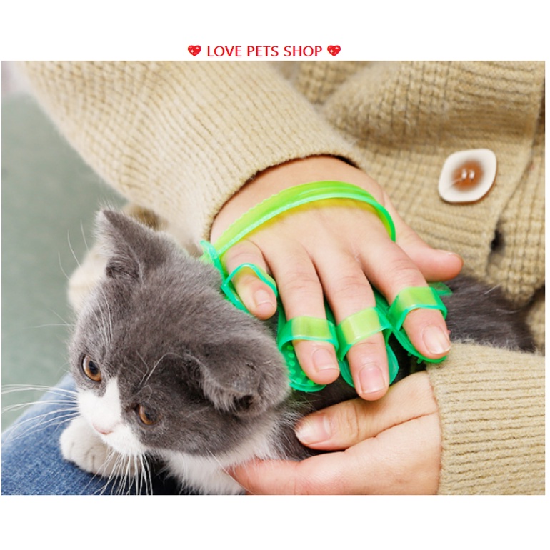 GĂNG TAY TẮM CHO CHÓ MÈO HÌNH NĂM NGÓN TAY &quot;MẪU MỚI&quot; - LOVE PETS SHOP