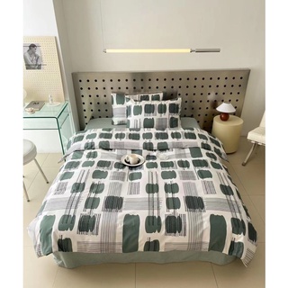 Bộ Chăn Ga Gối Cotton Living 100%cotton Hàng Nhập Khẩu Cao Cấp 4 Món Hoạ tiết Kẻ Sang Trọng