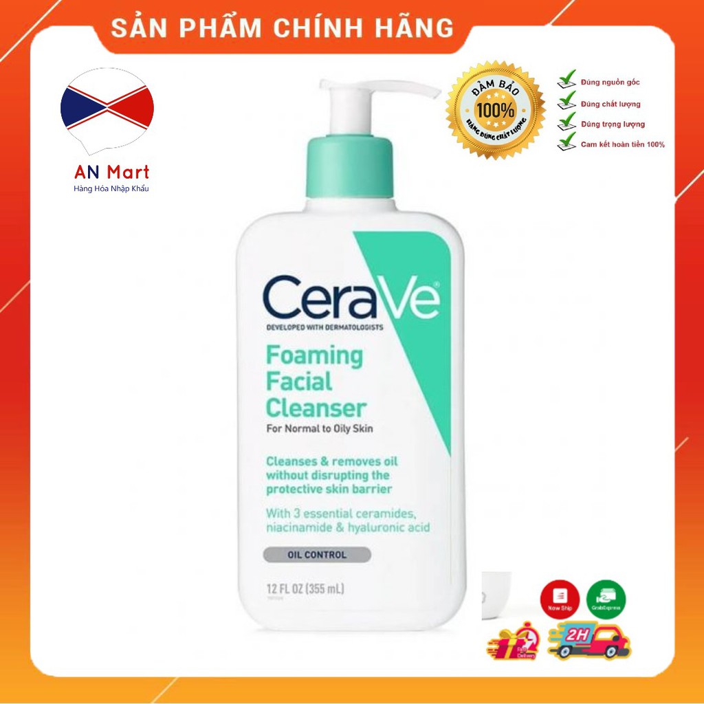 473ml - Sữa Rửa Mặt Cerave Foaming Facial Cleanser Cho Da Dầu, Da Mụn, Da Hỗn Hợp Nhập Khẩu Nội Địa Úc An mart | BigBuy360 - bigbuy360.vn