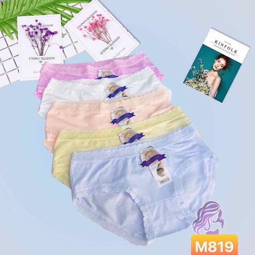 Quần Lót Nữ Kháng Khuẩn Cotton Viền Ren Mềm Mại - 819