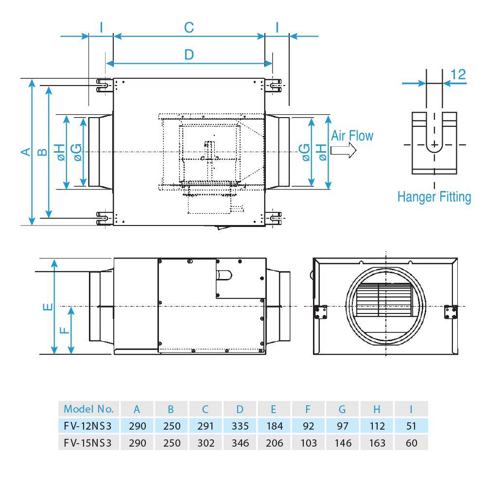 Quạt hút âm tường Panasonic - FV-18NS3, FV-18NF3