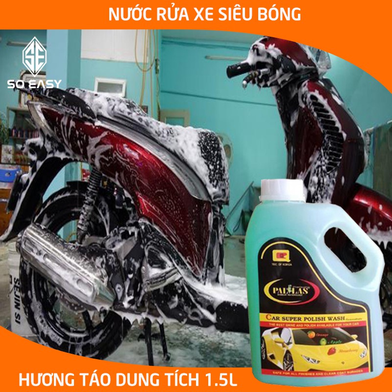 ❦Dung dịch rửa xe siêu bóng PALLAS super polish wash concentrate 1.5L,nước đậm đặc bảo vệ,bảo dưỡng mặt sơn-P-1502