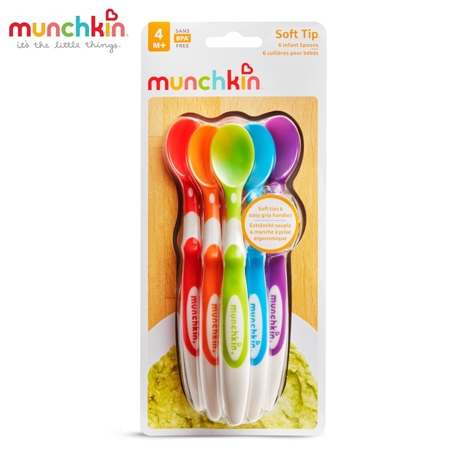 Muỗng Thìa mềm Munchkin 6 cái cho bé ăn dặm [100% Chính hãng]