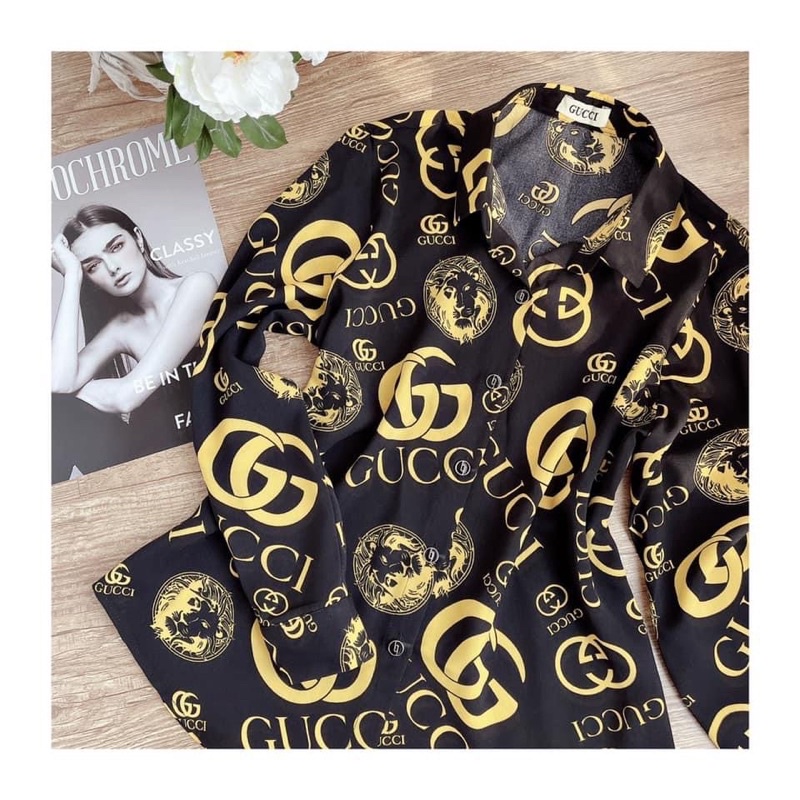 Áo sơ mi chữ GG có BIGSIZE chất đẹp dày dặn - GEM Fashion