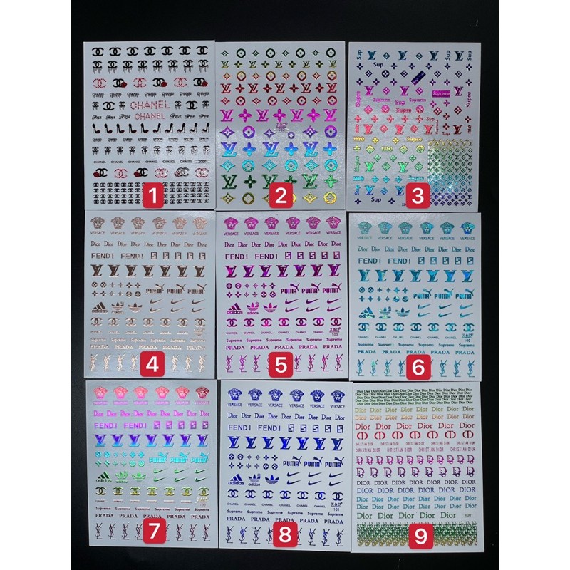 sticker hình thương hiệu dán móng tay nail