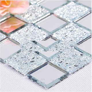 Mosaic thủy tinh trắng bọt - gạch mosaic thuỷ tinh tráng gương - gạch mosaic bọt gương - gạch trang trí tường karaoke