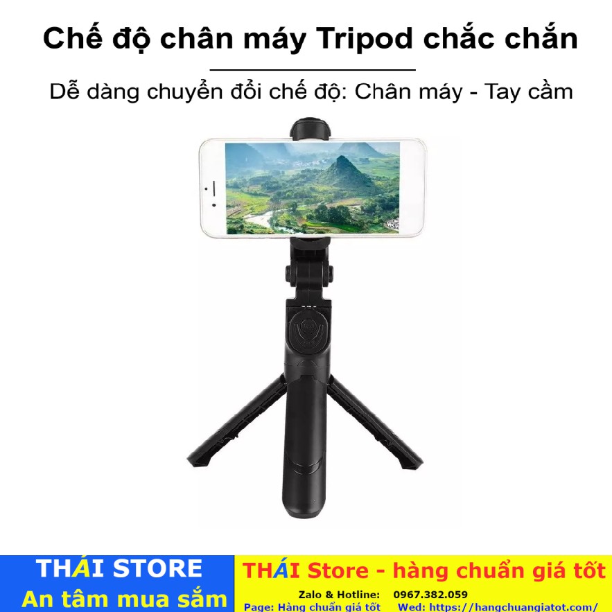 Gậy Chụp Ảnh Tự Sướng XT09 3in1, có Bluetooth ,3 Chân Đa Năng, Chụp Hình Selfie, Giá đỡ điện thoại livestream (Mã GA 01)